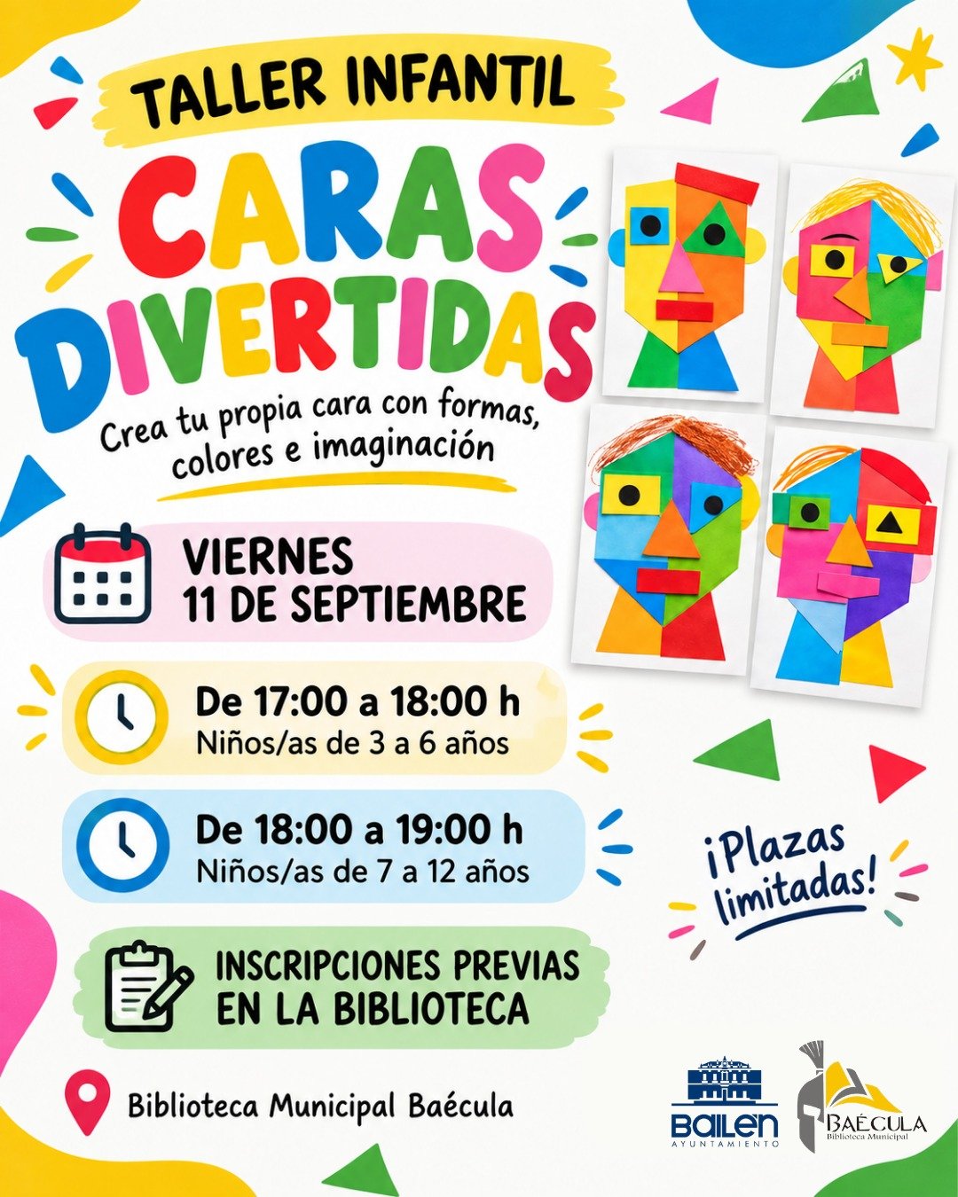 La Biblioteca Baécula revoluciona la creatividad infantil en Bailén con el taller ‘Caras divertidas’